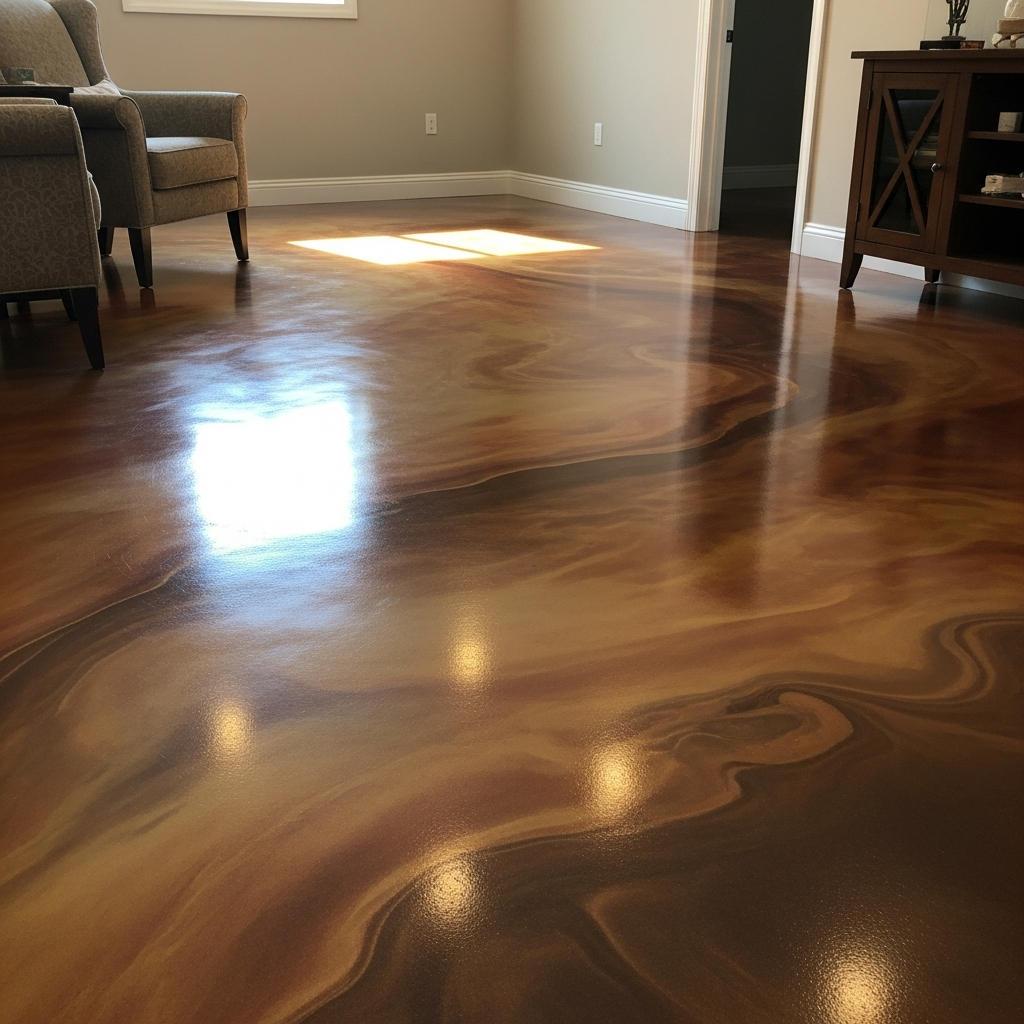 Decorative metallic epoxy floor finished by Flooring & Epoxy Coat Pro in Boise