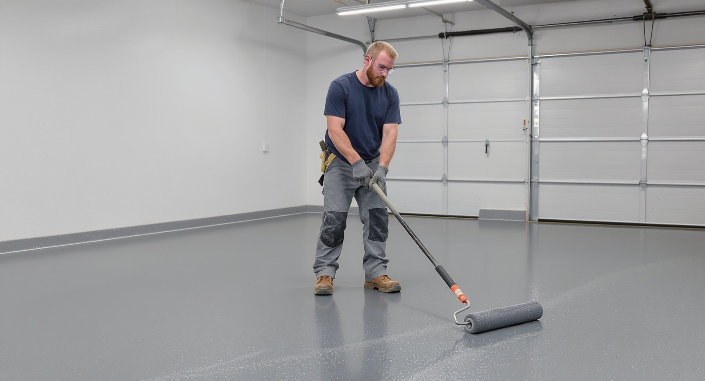 Garage floor before and after epoxy coating