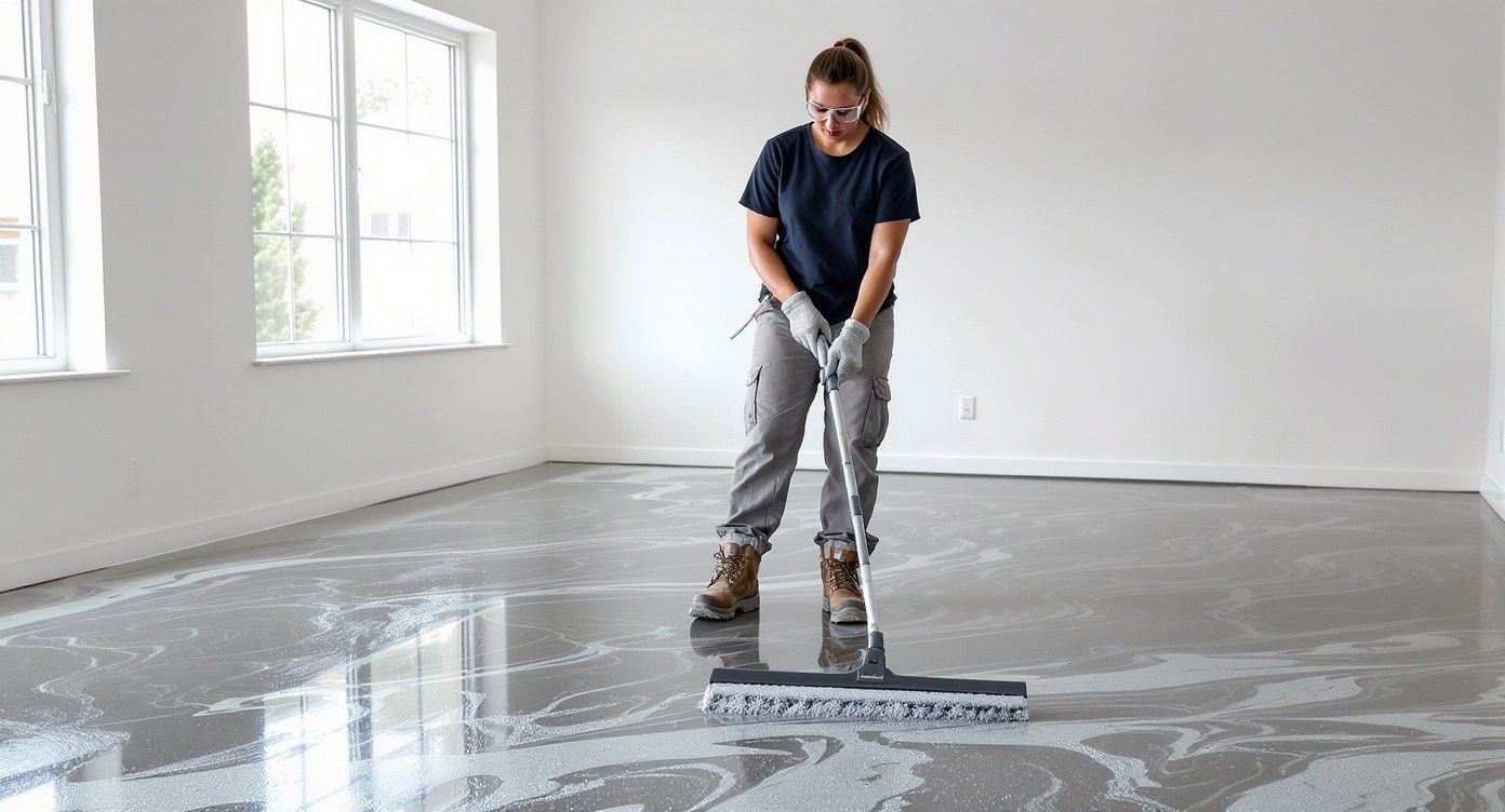Decorative metallic epoxy floor finished by Lodestone Flooring & Epoxy Coat Pro in Boise